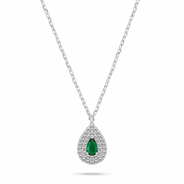 Stříbrný set šperků se zirkony Tear Drop SET284WG (náhrdelník, náušnice)