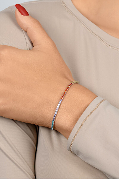 Bracciale tennis in argento con zirconi colorati BRC168WRBW