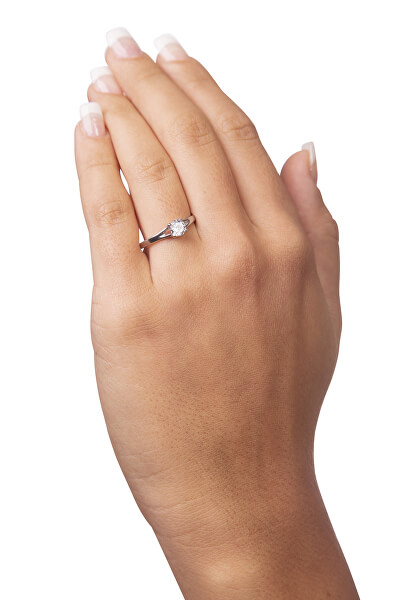 Stříbrný zásnubní prsten s krystalem 426 001 00508 04