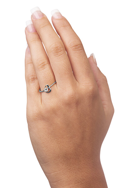 Stříbrný zásnubní prsten s krystalem Srdce 426 001 00535 04