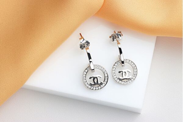 Eleganti orecchini in argento con zirconi World Icon EA986W
