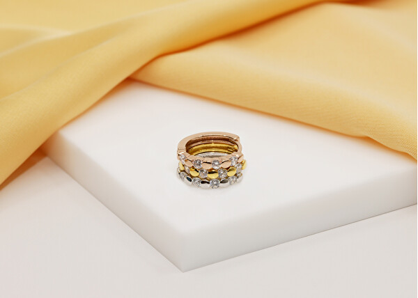 Stilvolle vergoldete Ringe mit klaren Zirkonen EA676Y