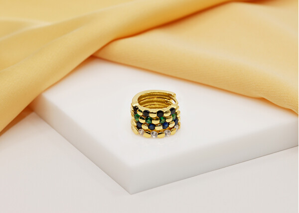 Stilvolle vergoldete Ringe mit dunkelblauen Zirkonen EA676YB