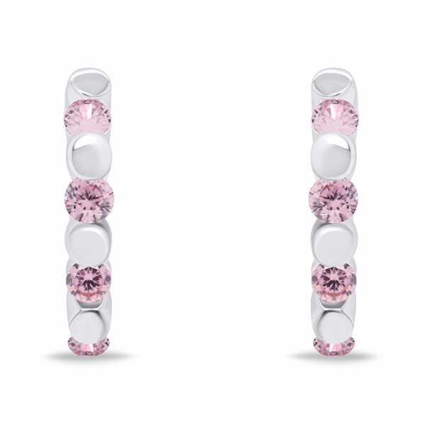 Stílusos ezüst gyűrűk rózsaszín cirkónium kövekkel EA676WP