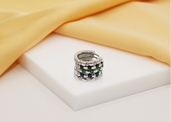 Stílusos ezüst gyűrűk zöld cirkónium kövekkel EA676WG