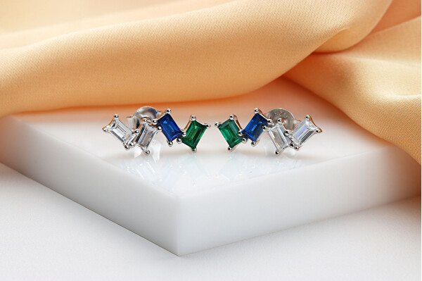 Eleganti orecchini in argento con zirconi colorati EA1011WRBW