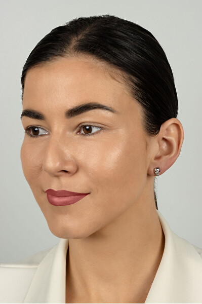 Stylové stříbrné náušnice s kubickou zirkonií Lebka EA1228W