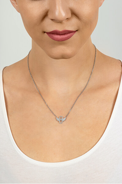 Stylový stříbrný náhrdelník se zirkony NCL46W