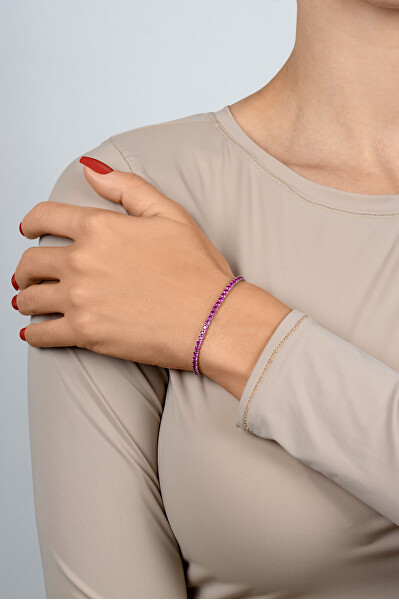 Bracciale tennis con zirconi cubici fucsia BRC171WBO