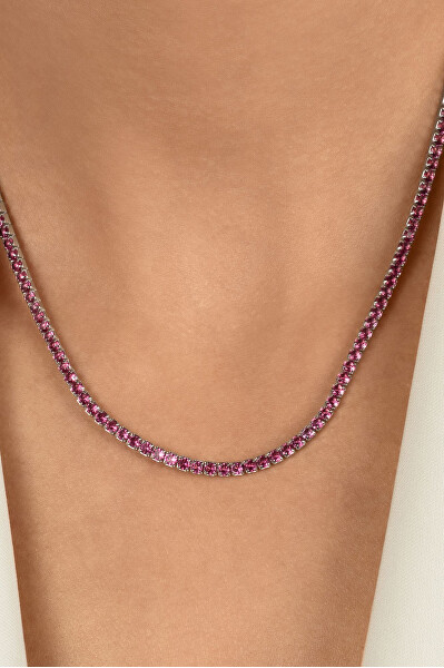 Tenisový stříbrný náhrdelník se zirkony NCL216WP