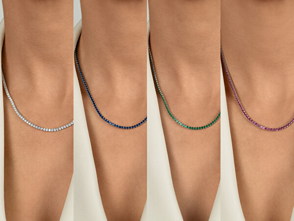 Tenisový stříbrný náhrdelník se zirkony NCL216WP