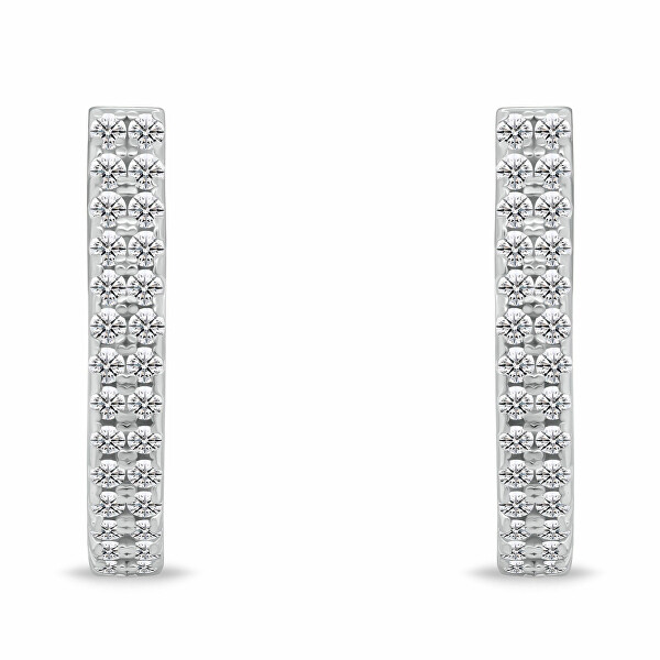 Třpytivé stříbrné kruhové náušnice EA132W