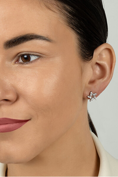 Třpytivé stříbrné náušnice Hvězdy EA1207W