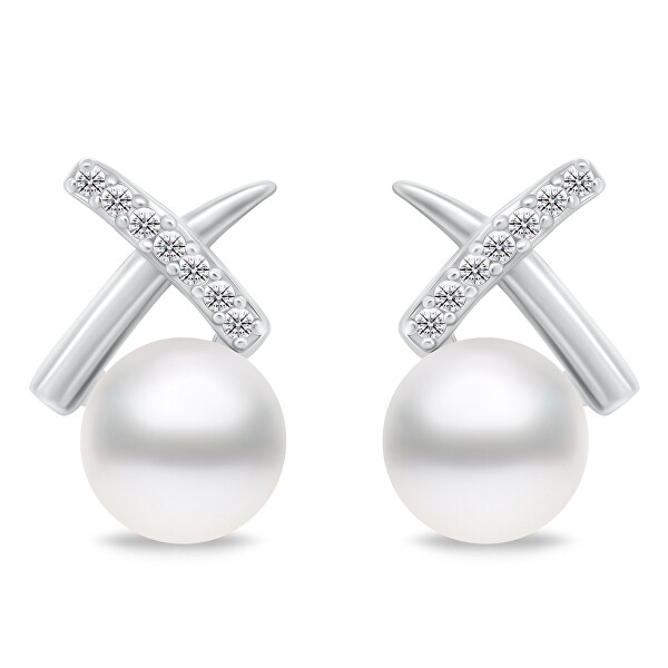 Orecchini scintillanti in argento con perle EA906W