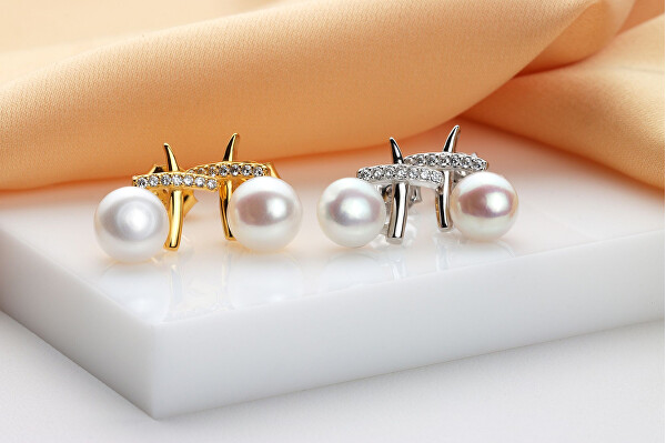 Orecchini scintillanti in argento con perle EA906W