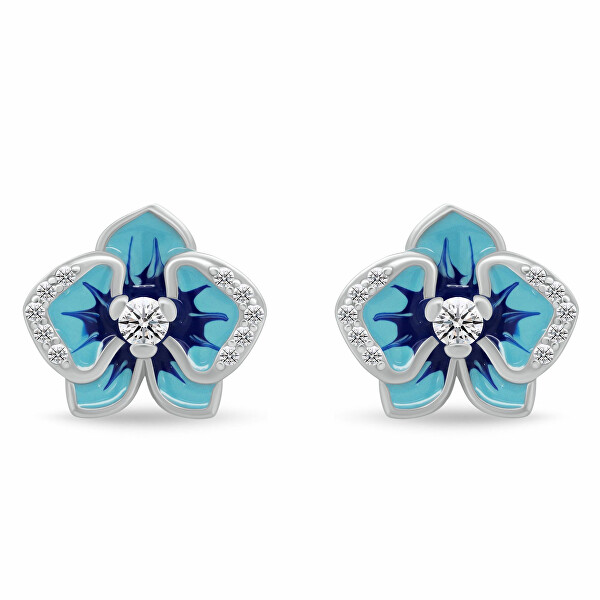 Úchvatné stříbrné náušnice Kytičky EA1223WLB