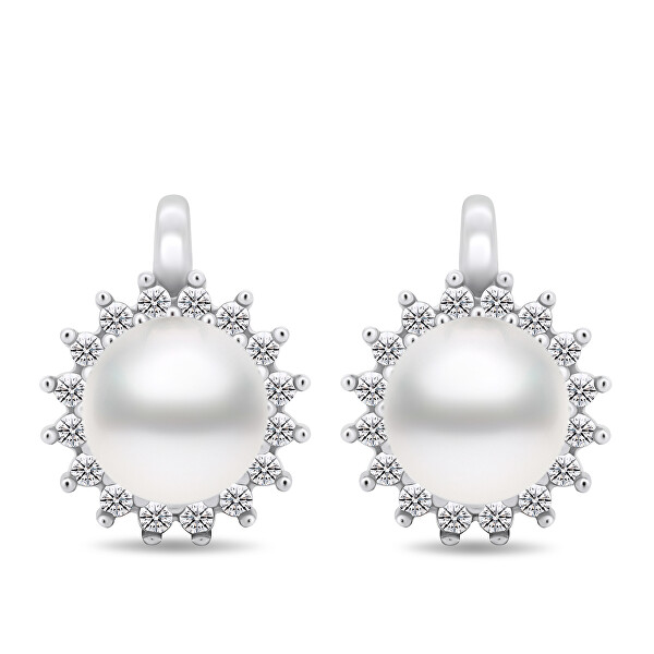 Splendidi orecchini in argento con perle e zirconi EA418W
