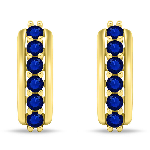 Fabelhafte vergoldete Ohrringe mit dunkelblauen Zirkonen EA543YB