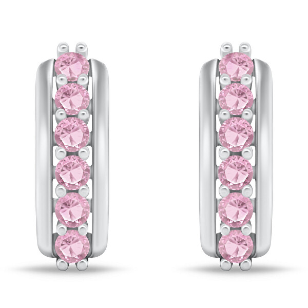 Úžasné strieborné náušnice s ružovými zirkónmi EA543WP