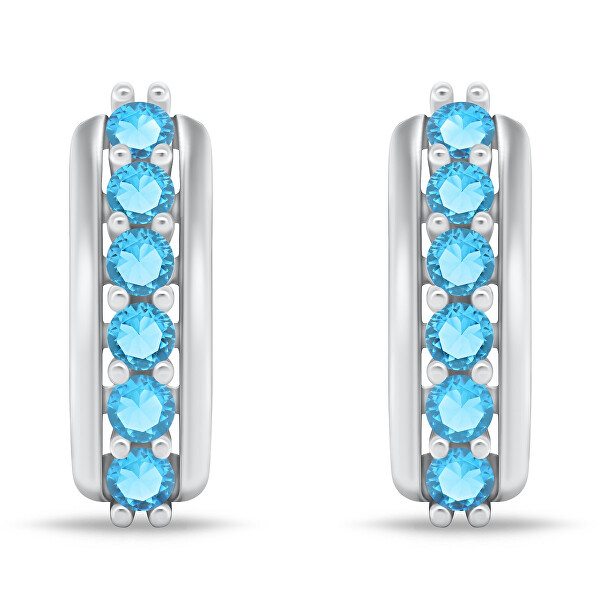 Úžasné stříbrné náušnice se světle modrými zirkony EA543WAQ