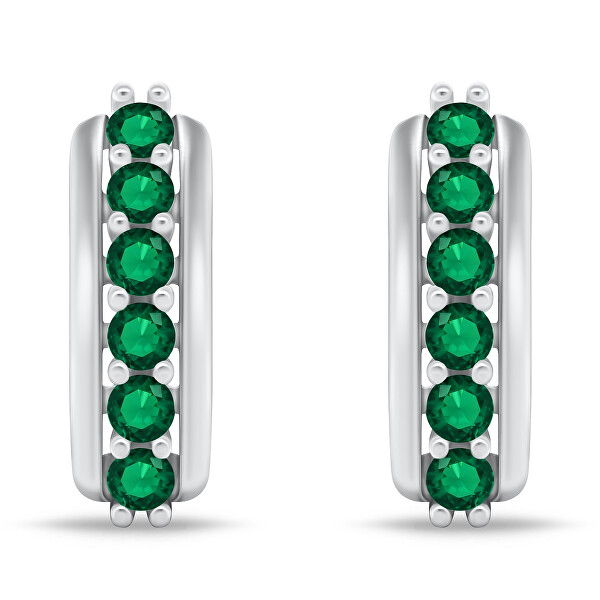 Úžasné strieborné náušnice so zelenými zirkónmi EA543WG