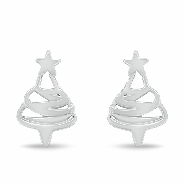 Vánoční stříbrné náušnice Stromeček EA1244W