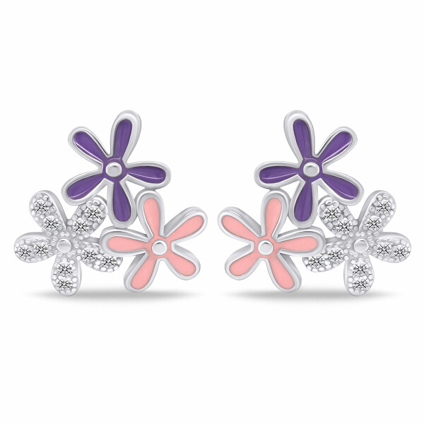 Simpatici orecchini in argento Fiori EA1087W