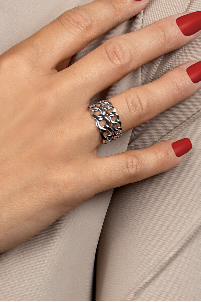 Výrazný stříbrný prsten RI092W