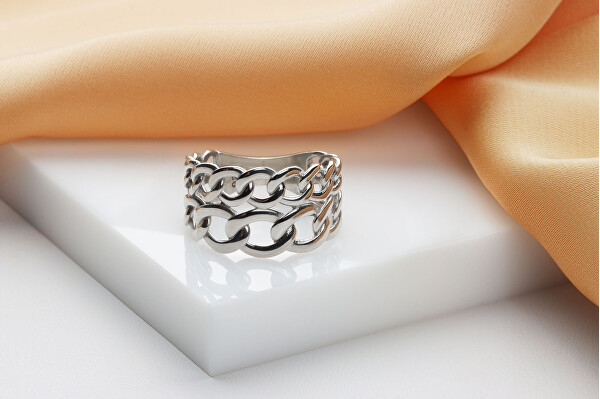 Výrazný stříbrný prsten RI092W