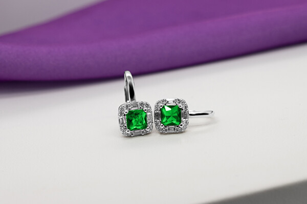 Splendidi orecchini in argento con smeraldi EA399WG