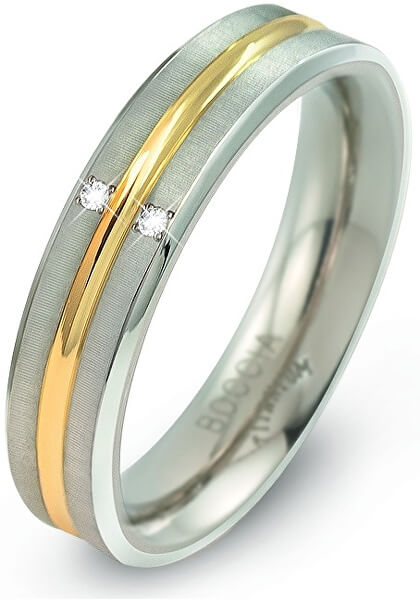 Titanový bicolor prsten s brilianty 0144-01