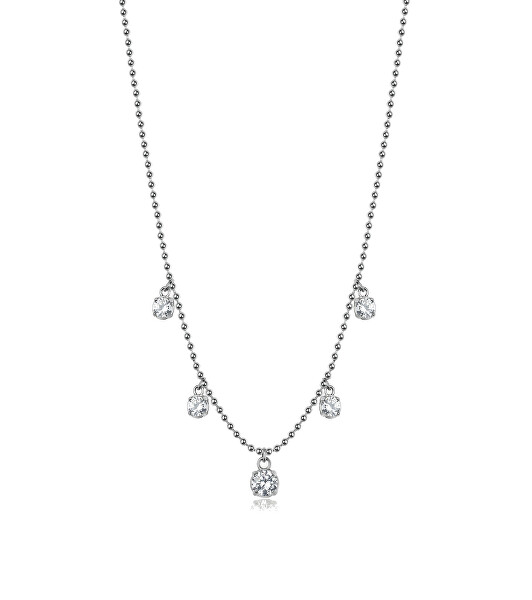 Blyštivý oceľový náhrdelník so zirkónmi Desideri BEIN012