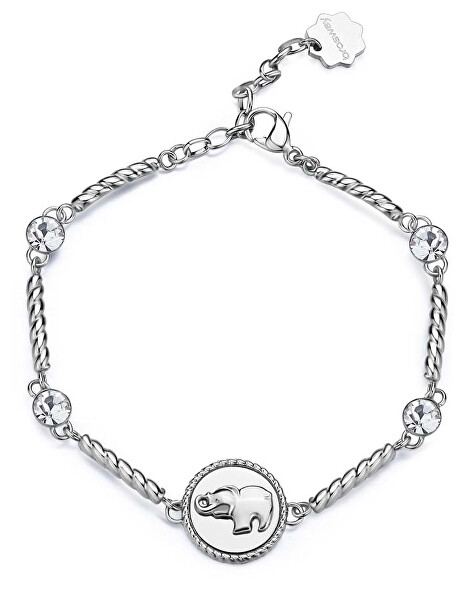 Bracciale da donna in acciaio con cristalli Elefante Chakra BHKB157