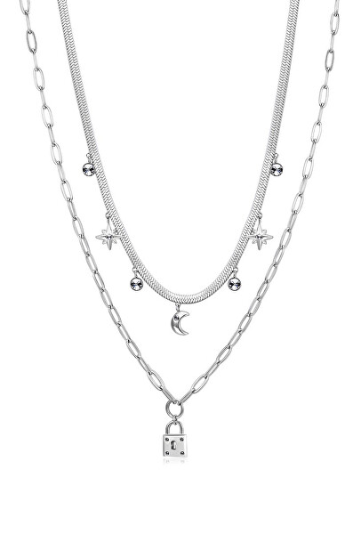 Dvojitý oceľový náhrdelník s príveskami Chant BAH47