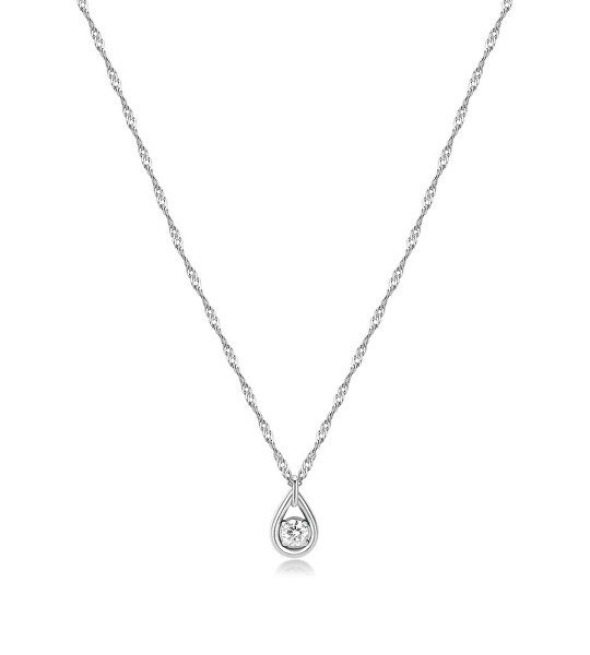 Krásny oceľový náhrdelník so zirkónom Ribbon BBN29