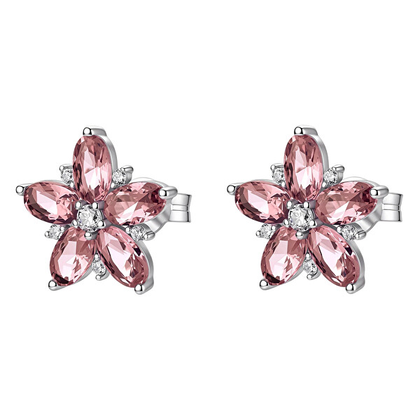 Kvetinové strieborné náušnice Fancy Tender Pink FTP29