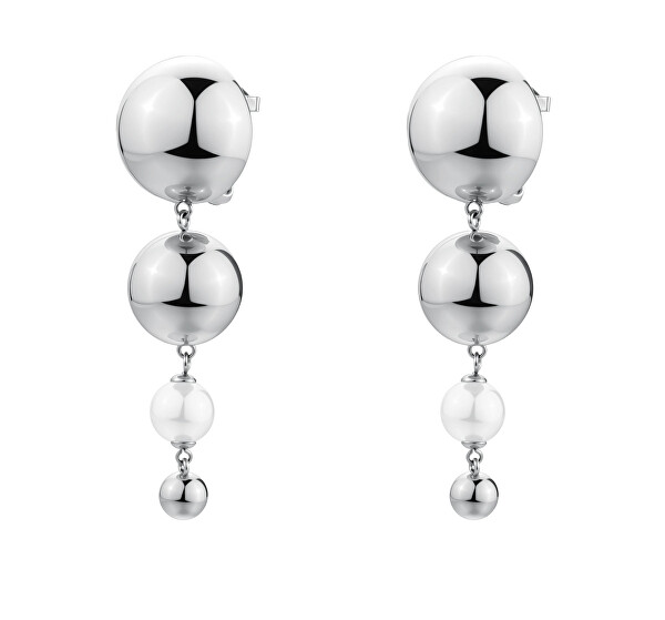 Moderní dlouhé náušnice se syntetickou perlou Perfect BPC60