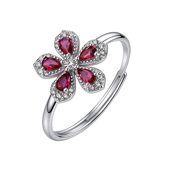 Nastavitelný květinový prsten Fancy Passion Ruby FPR153