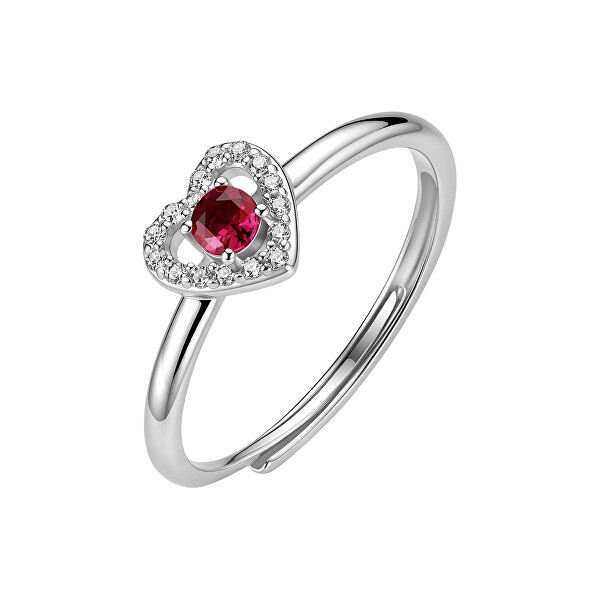Nastavitelný stříbrný prsten Srdce Fancy Passion Ruby FPR149
