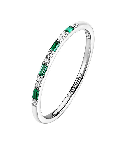 Něžný stříbrný prsten se zirkony Fancy Life Green FLG149