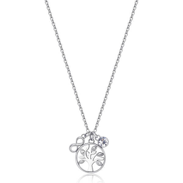 Ocelový náhrdelník Strom života s krystaly BHKL01 (řetízek, přívěsky)