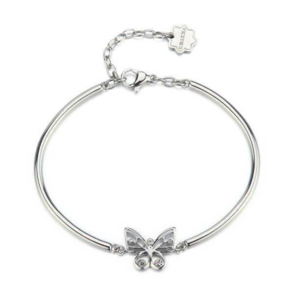Pevný ocelový náramek Motýl s krystaly Chakra BHKB332