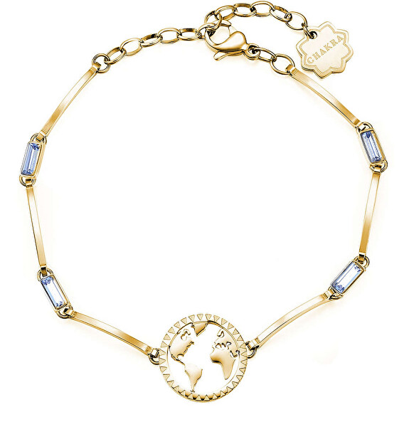 Bracciale placcato oro Globo con cristalli blu BHKB018