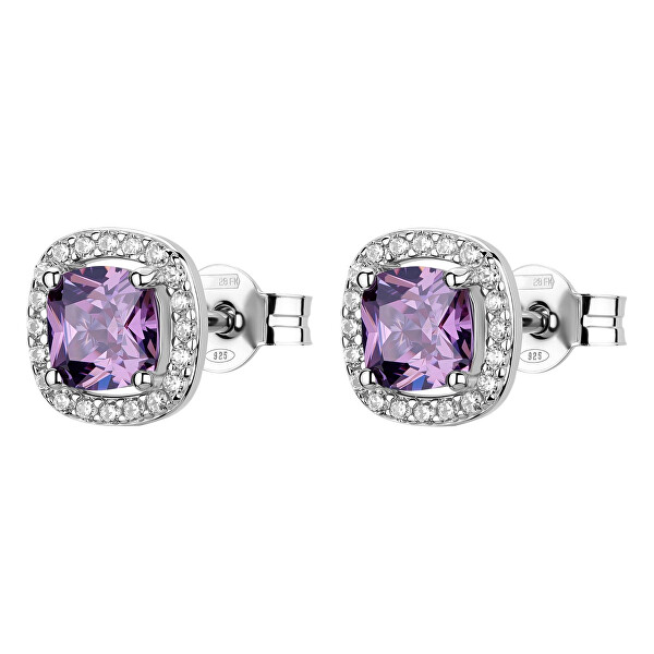 Překrásné stříbrné náušnice Fancy Magic Purple FMP124