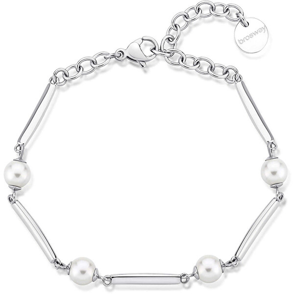 Pôvabný oceľový náramok s perlami BFF164