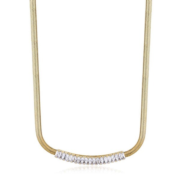 Půvabný pozlacený náhrdelník s čirými zirkony Desideri BEIN017