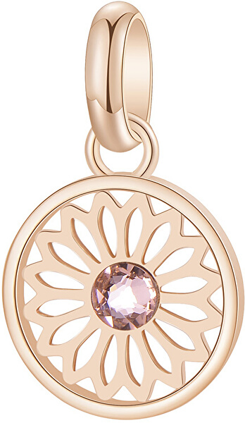 Ciondolo in acciaio placcato in oro rosa Mandala con cristallo Très Jolie BTJM268