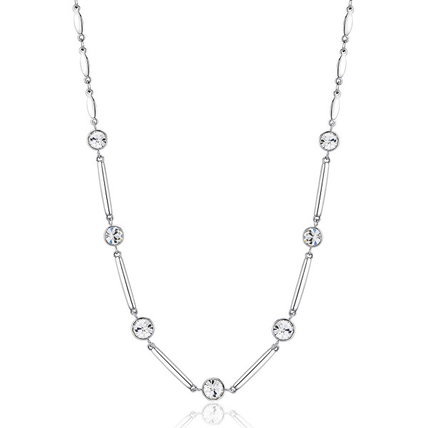 Slušivý ocelový náhrdelník s čirými krystaly Affinity BFF158