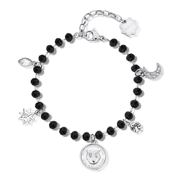 Elegante bracciale in acciaio con perline e ciondoli Chakra BHKB130