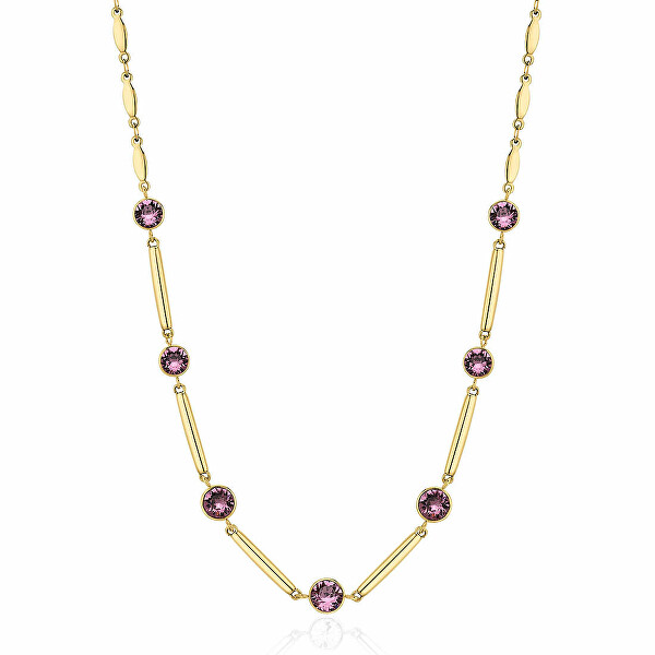 Slušivý pozlacený náhrdelník s fialovými krystaly Affinity BFF159